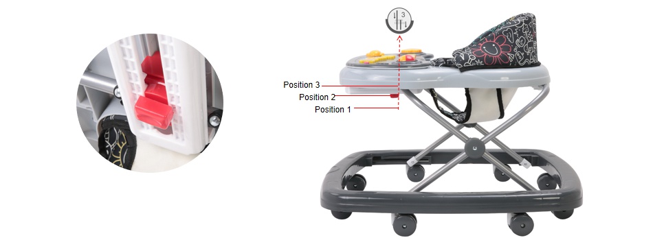 3-Position Height Adjustment Baby Walker