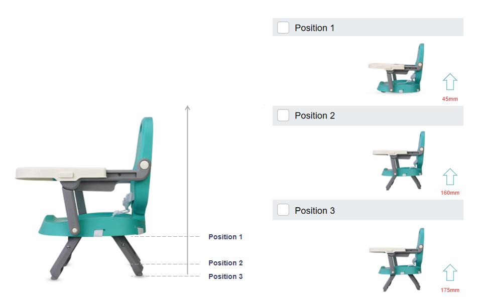 3-Position Height Adjustment Baby Booster Seat